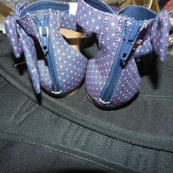 Disney Minnie Mouse Bow Fabric Blue /Pink Polka Dot Print Sandals🆕📦🏃🏻💨⚡🚚 - Picture 9 of 16